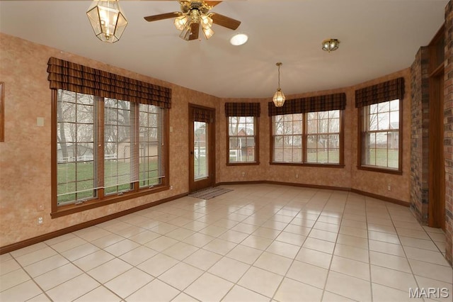 8032 Blue Mound Dr, Saint Rose, IL 62230 - empty room with baseboards, ceiling fan, and light tile patterned floors