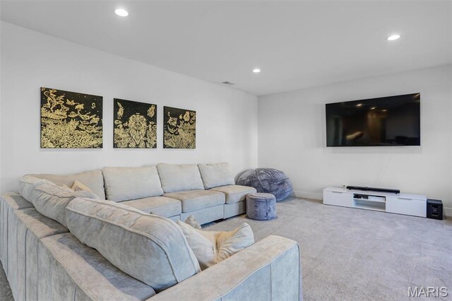 1520 Oglesby Dr, Edwardsville, IL 62025 - living room featuring carpet flooring, recessed lighting, and baseboards