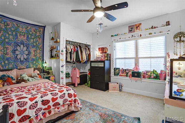 1520 Oglesby Dr, Edwardsville, IL 62025 - carpeted bedroom with a closet and a ceiling fan