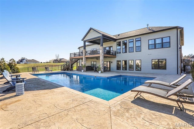 1520 Oglesby Dr, Edwardsville, IL 62025 - view of pool with stairs, a patio area, fence, and a deck
