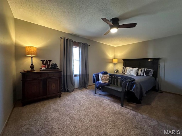 14348 Hidden Trails Cir, Dexter, MO 63841 - bedroom featuring carpet, a textured ceiling, and a ceiling fan