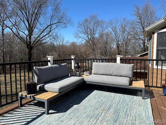 14348 Hidden Trails Cir, Dexter, MO 63841 - wooden terrace with outdoor lounge area