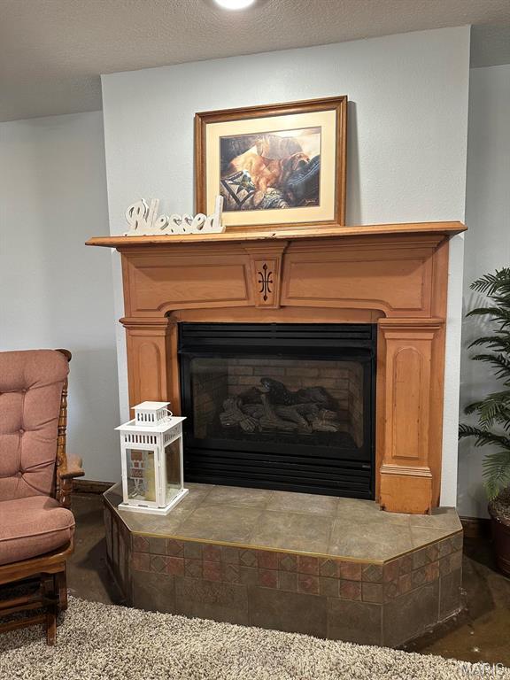 14348 Hidden Trails Cir, Dexter, MO 63841 - detailed view of a fireplace with raised hearth