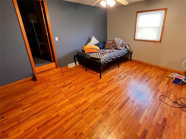 1505 Shelley Dr, Vandalia, IL 62471 - bedroom featuring light wood-style flooring, ceiling fan, and baseboards