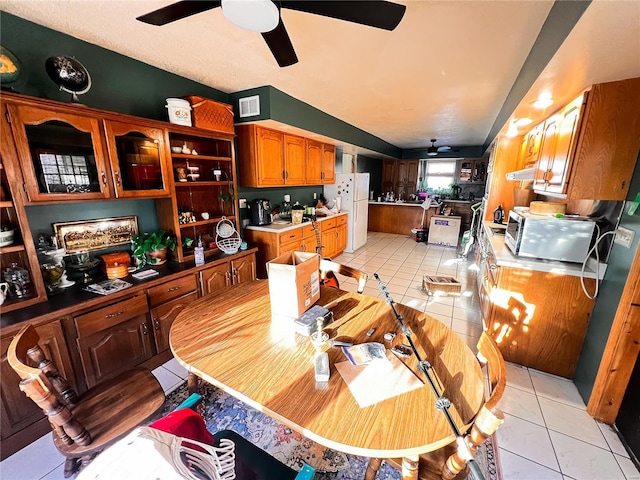 1505 Shelley Dr, Vandalia, IL 62471 - dining area with light tile patterned floors and ceiling fan