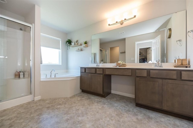 237 Mason Glen Dr, Lake St Louis, MO 63367 - bathroom with a stall shower, a bath, and double vanity
