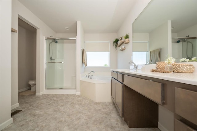 237 Mason Glen Dr, Lake St Louis, MO 63367 - bathroom with a shower stall, toilet, vanity, and a bath