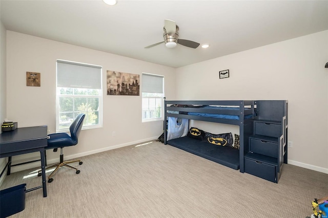 237 Mason Glen Dr, Lake St Louis, MO 63367 - carpeted bedroom featuring baseboards, ceiling fan, and recessed lighting