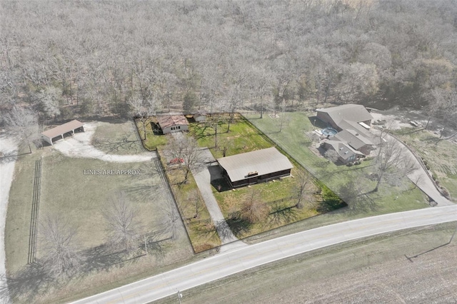 12044 State Route A, Saint Genevieve, MO 63670 - aerial view of property and surrounding area featuring a heavily wooded area