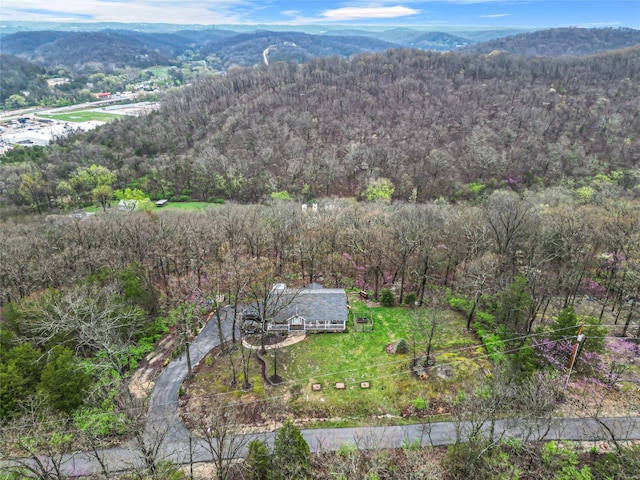 4650 Demaree St, House Springs, MO 63051 - view from above of property featuring a mountain backdrop and a heavily wooded area