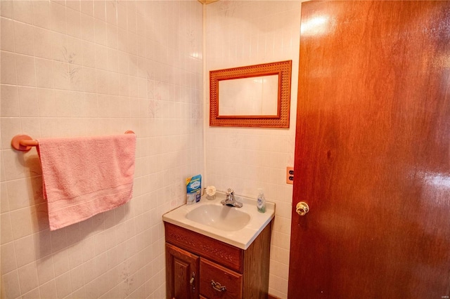 239 Olive St, Rockbridge, IL 62081 - bathroom with vanity and tile walls