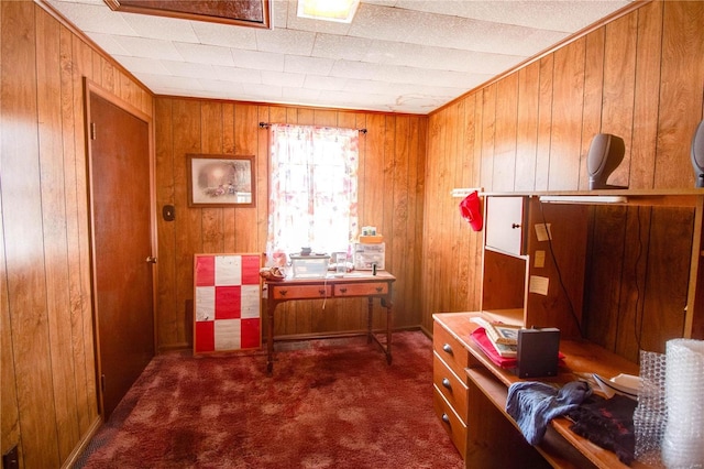 239 Olive St, Rockbridge, IL 62081 - miscellaneous room with wooden walls, carpet, and an office area