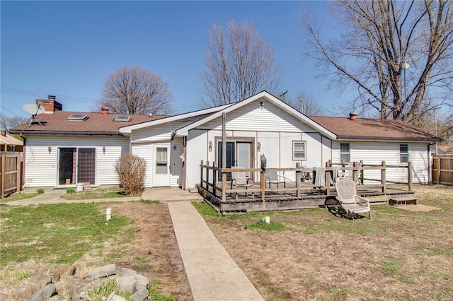 239 Olive St, Rockbridge, IL 62081 - back of house with a wooden deck and a chimney