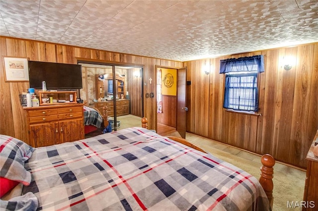239 Olive St, Rockbridge, IL 62081 - carpeted bedroom with wooden walls