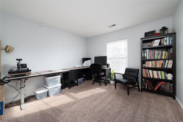 home office featuring carpet flooring
