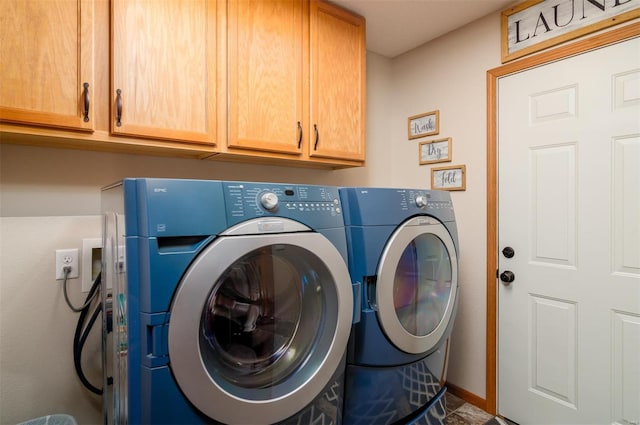 15919 Candy Corner Ln, Carlyle, IL 62231 - clothes washing area featuring cabinet space and washer and clothes dryer