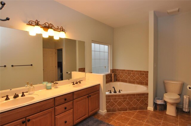 4072 Osage Rdg, House Springs, MO 63051 - full bathroom with tile patterned flooring, a garden tub, toilet, and double vanity