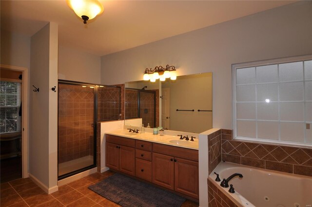 4072 Osage Rdg, House Springs, MO 63051 - full bath with tile patterned flooring, a whirlpool tub, a shower stall, and double vanity