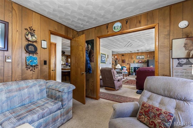113 S Madison St, Desloge, MO 63601 - living area with light colored carpet and wood walls
