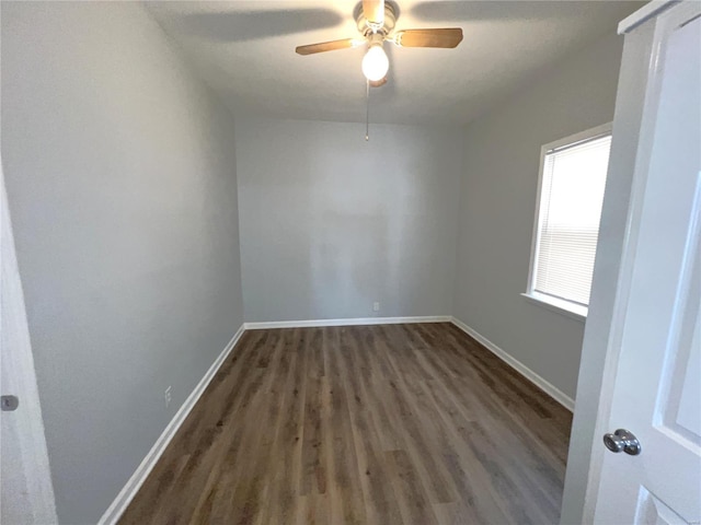 4720 Goethe Ave, Saint Louis, MO 63116 - spare room featuring wood finished floors, baseboards, and ceiling fan