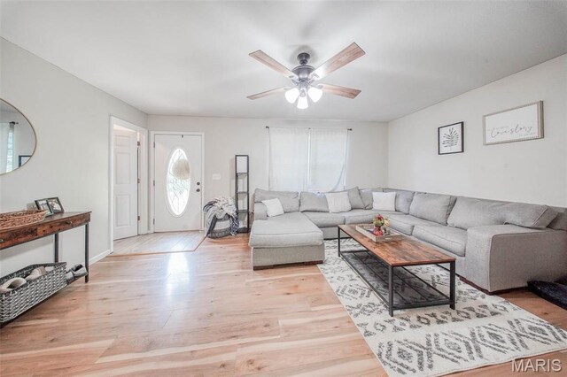 24478 Trolley Ln, Saint Robert, MO 65584 - living room with wood finished floors and ceiling fan