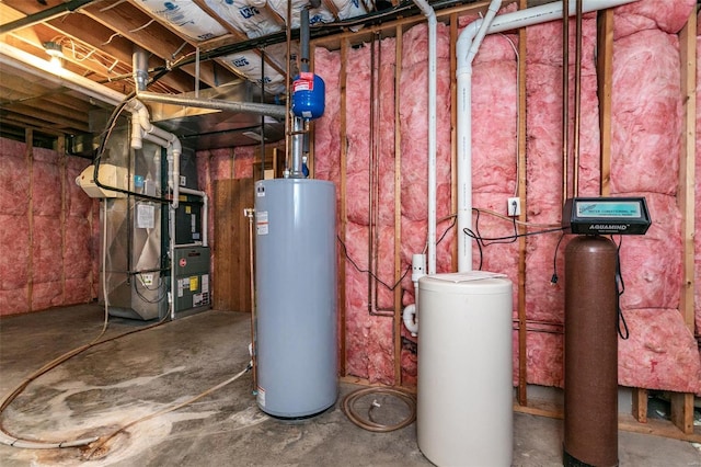 utilities with gas water heater and heating unit