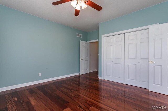 10 Dunbridge Ct, Glen Carbon, IL 62034 - unfurnished bedroom featuring wood finished floors, a closet, and ceiling fan