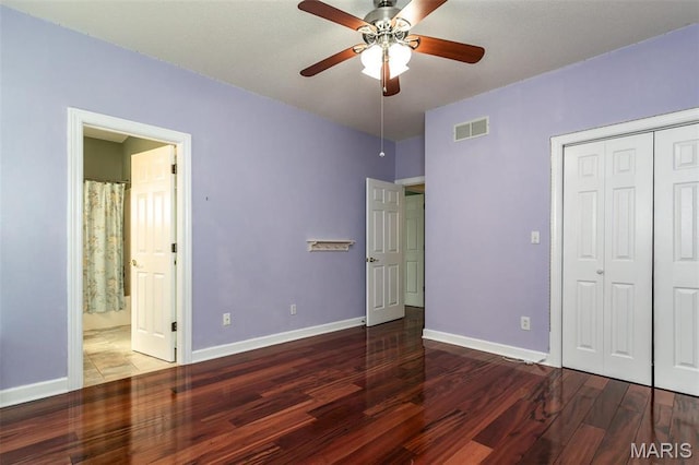 10 Dunbridge Ct, Glen Carbon, IL 62034 - unfurnished bedroom with wood finished floors, a closet, ceiling fan, and ensuite bath