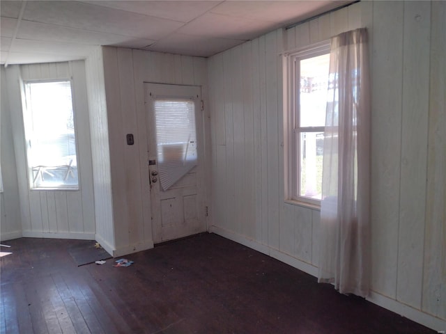 411 N Desloge Dr, Desloge, MO 63601 - foyer with hardwood / wood-style flooring, wood walls, and baseboards