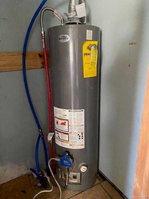 utility room featuring water heater