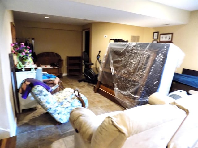 sitting room with tile patterned floors