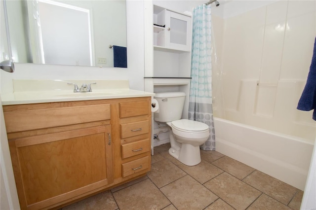 21680 N Horizonway N, Saint Robert, MO 65584 - bathroom featuring toilet, vanity, tile patterned flooring, and shower / bath combo