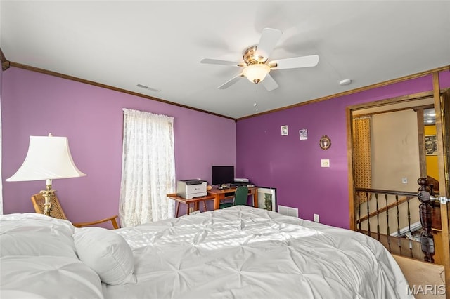 705 Jefferson St, Fulton, MO 65251 - bedroom with crown molding and ceiling fan