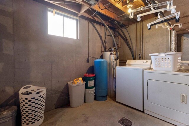 below grade area with washing machine and dryer