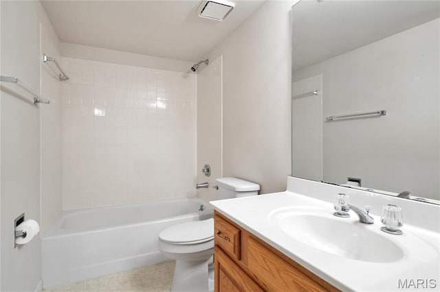 7310 Westover Colonial Ln, Saint Louis, MO 63119 - full bathroom featuring toilet, vanity, tile patterned floors, and washtub / shower combination