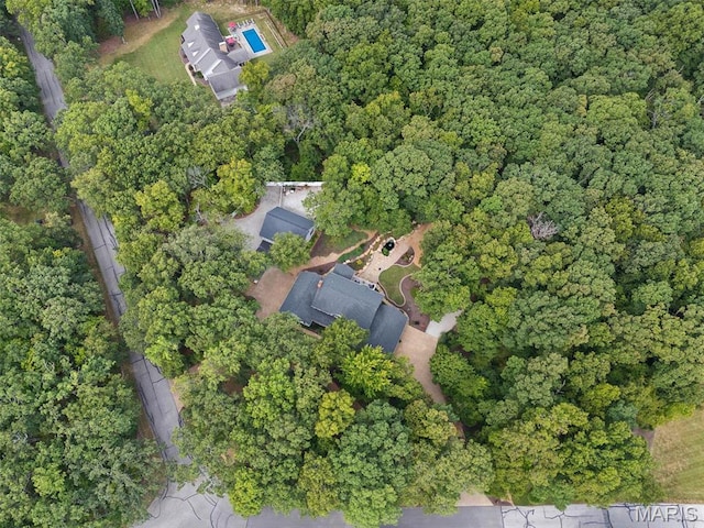 aerial view of a heavily wooded area