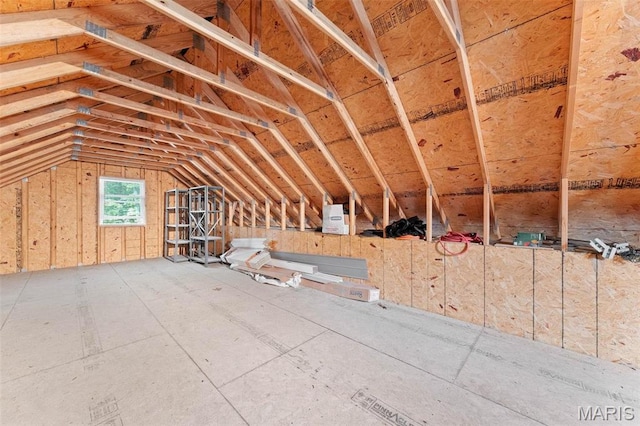 view of unfinished attic