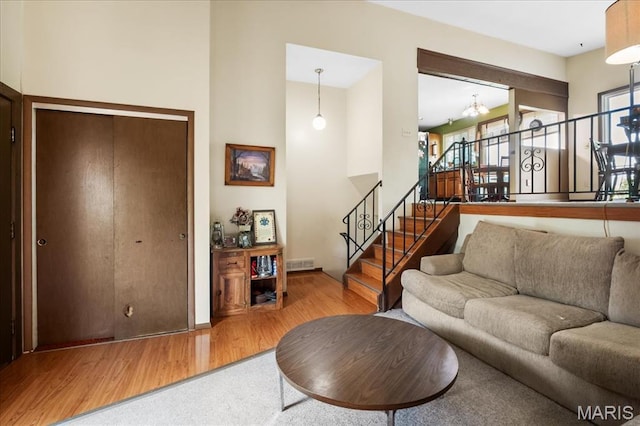 1739 Fairfax Dr, Barnhart, MO 63012 - living room with wood finished floors and stairway