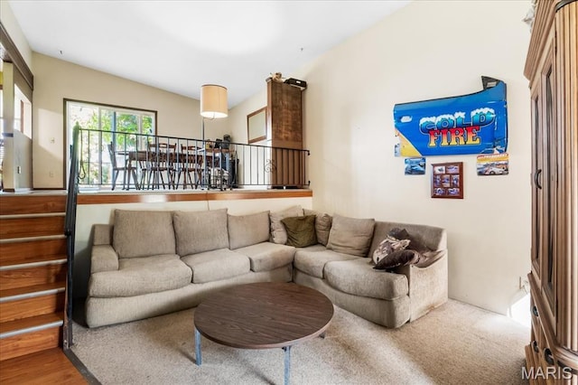 1739 Fairfax Dr, Barnhart, MO 63012 - living area with stairway and lofted ceiling