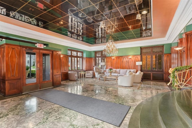 4440 Lindell Blvd Unit 701, Saint Louis, MO 63108 - community lobby with a towering ceiling and ornamental molding