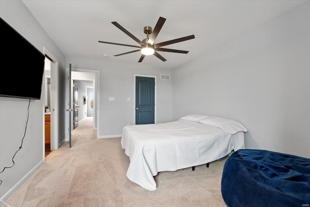 5 Canebrake Ct, Wentzville, MO 63385 - bedroom featuring light carpet, baseboards, and a ceiling fan