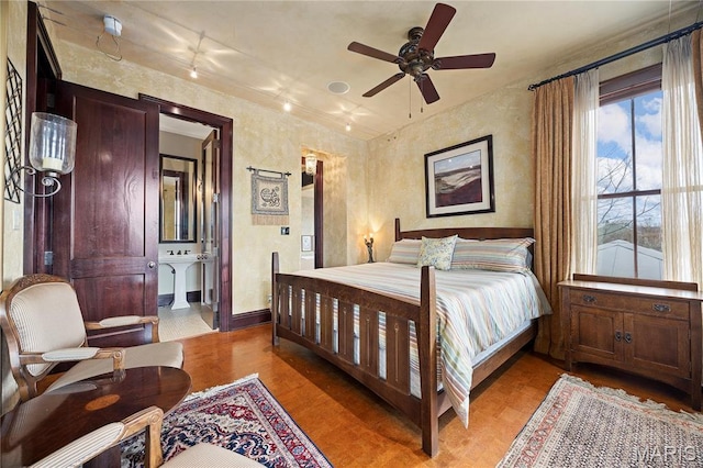 3520 Galt House Dr, Saint Charles, MO 63301 - bedroom featuring light wood-style floors, baseboards, and ceiling fan