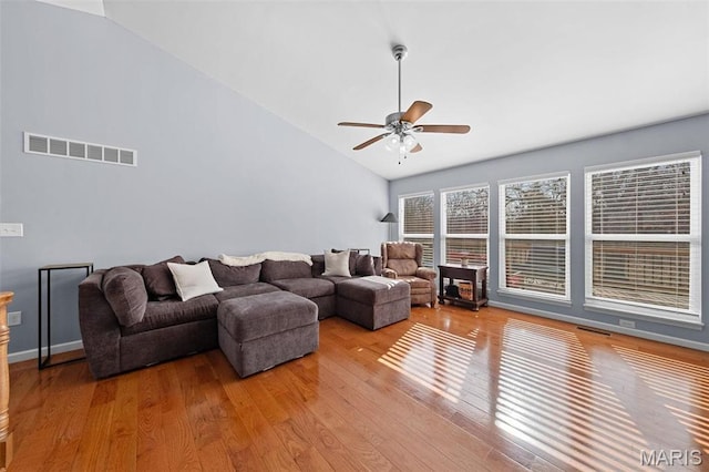 140 Shumard Oak Dr, Troy, MO 63379 - living area featuring lofted ceiling, a ceiling fan, and light wood finished floors