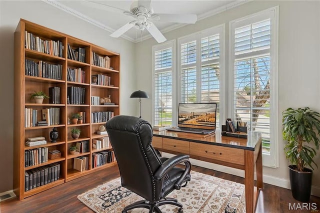 910 Ridgepointe Place Cir, Lake St Louis, MO 63367 - office with plenty of natural light, crown molding, wood finished floors, and baseboards