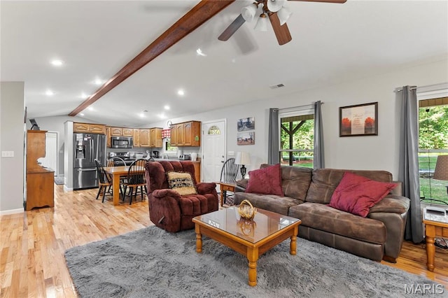 5057 Port Perry Dr, Perryville, MO 63775 - living room featuring ceiling fan, light wood-style floors, and recessed lighting