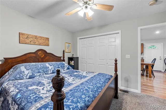 5057 Port Perry Dr, Perryville, MO 63775 - bedroom with a closet, carpet floors, a ceiling fan, and baseboards