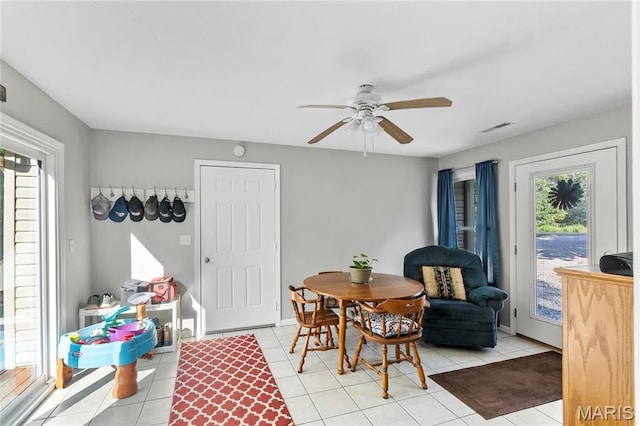 5057 Port Perry Dr, Perryville, MO 63775 - dining room featuring ceiling fan and light tile patterned flooring