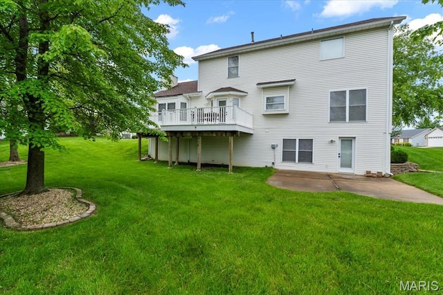 2 Meramec Shores Ct, Ofallon, MO 63366 - back of house with a lawn, a patio area, and a deck