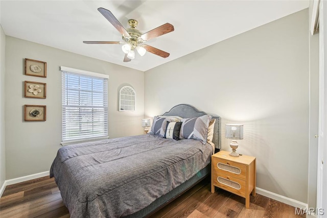 2 Meramec Shores Ct, Ofallon, MO 63366 - bedroom featuring baseboards, wood finished floors, and a ceiling fan