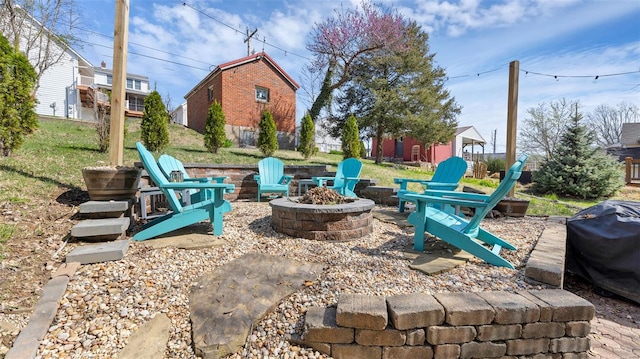 125 W 2nd St, Hermann, MO 65041 - view of patio / terrace featuring a fire pit and area for grilling